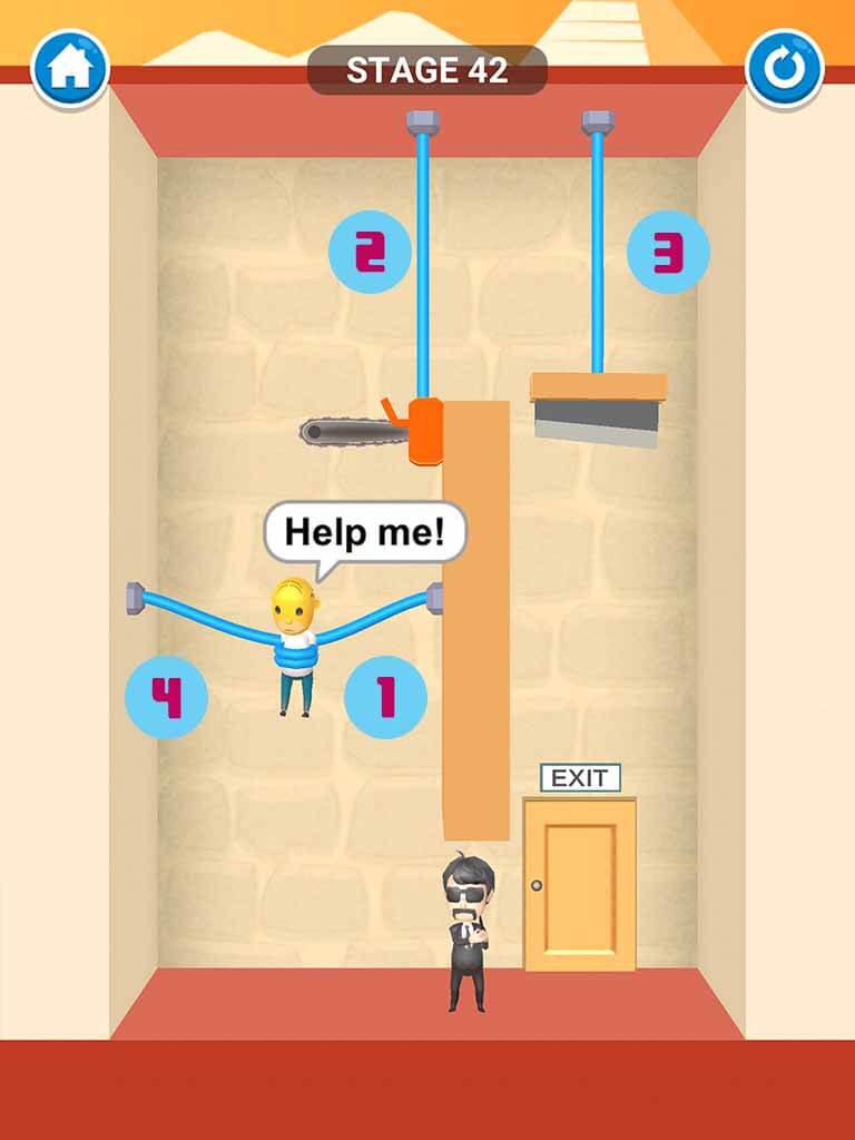 Đáp án game Rescue Cut - Rope Puzzle: Cắt làm sao để giải cứu nhân vật