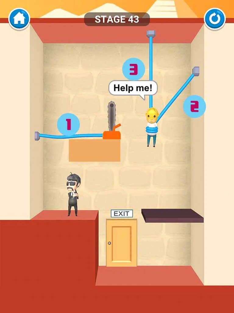 Đáp án game Rescue Cut - Rope Puzzle: Cắt làm sao để giải cứu nhân vật