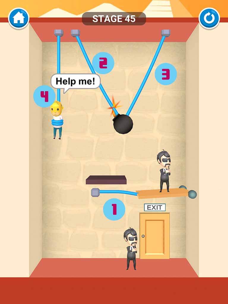 Đáp án game Rescue Cut - Rope Puzzle: Cắt làm sao để giải cứu nhân vật