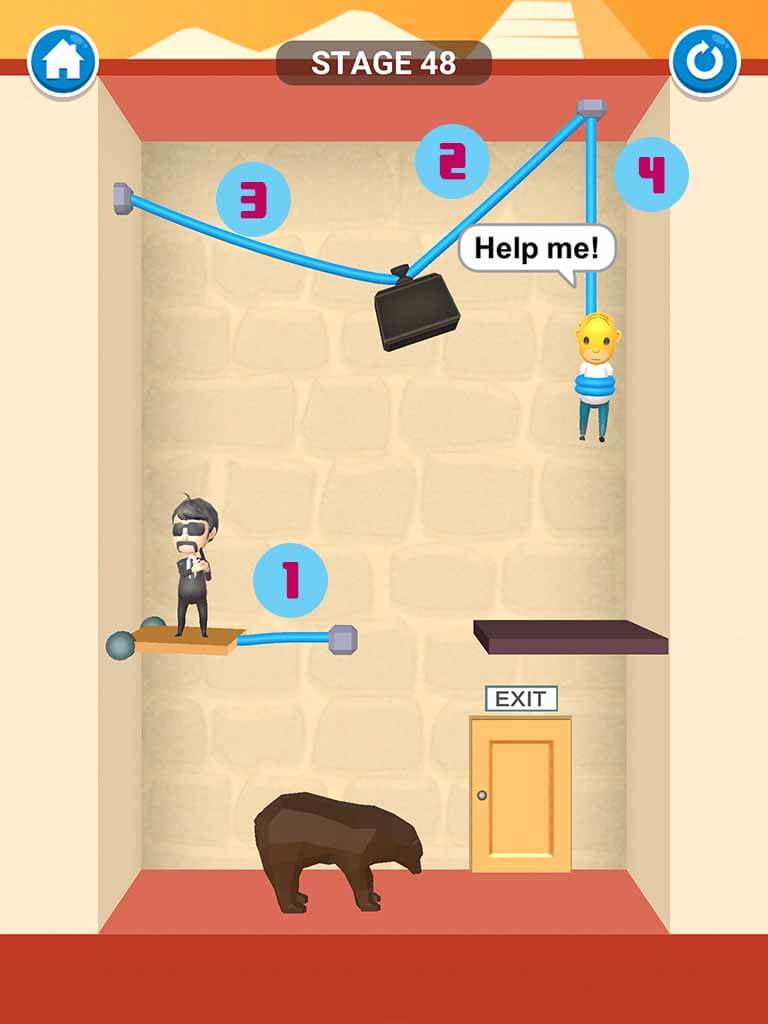 Đáp án game Rescue Cut - Rope Puzzle: Cắt làm sao để giải cứu nhân vật