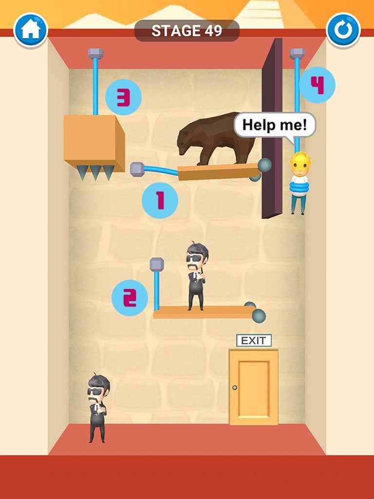 Đáp án game Rescue Cut - Rope Puzzle: Cắt làm sao để giải cứu nhân vật