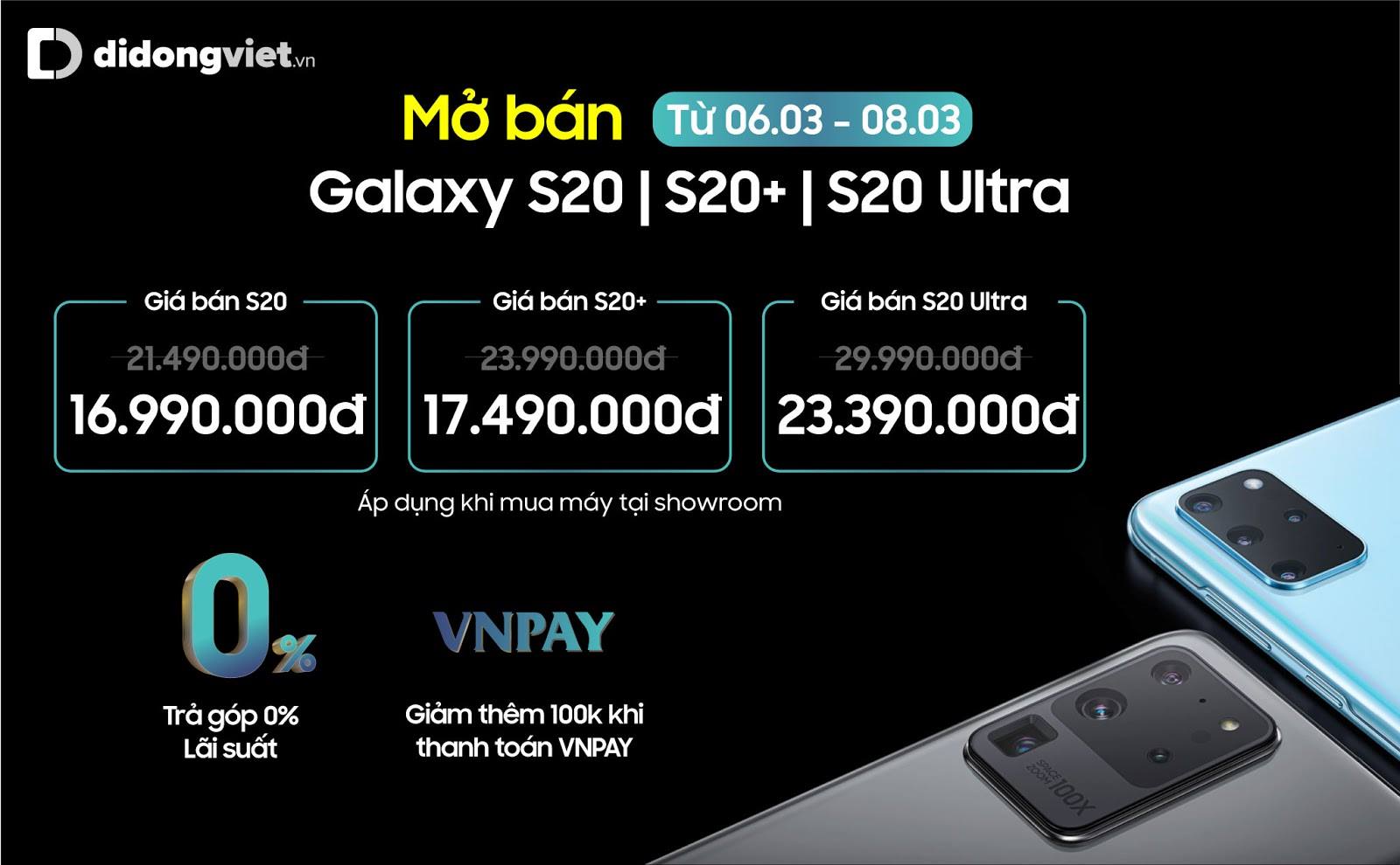Galaxy S20, S20+, S20 Ultra giá từ 16.9 triệu, Di Động Việt giao hơn 300 máy cho khách trong ngày mở bán