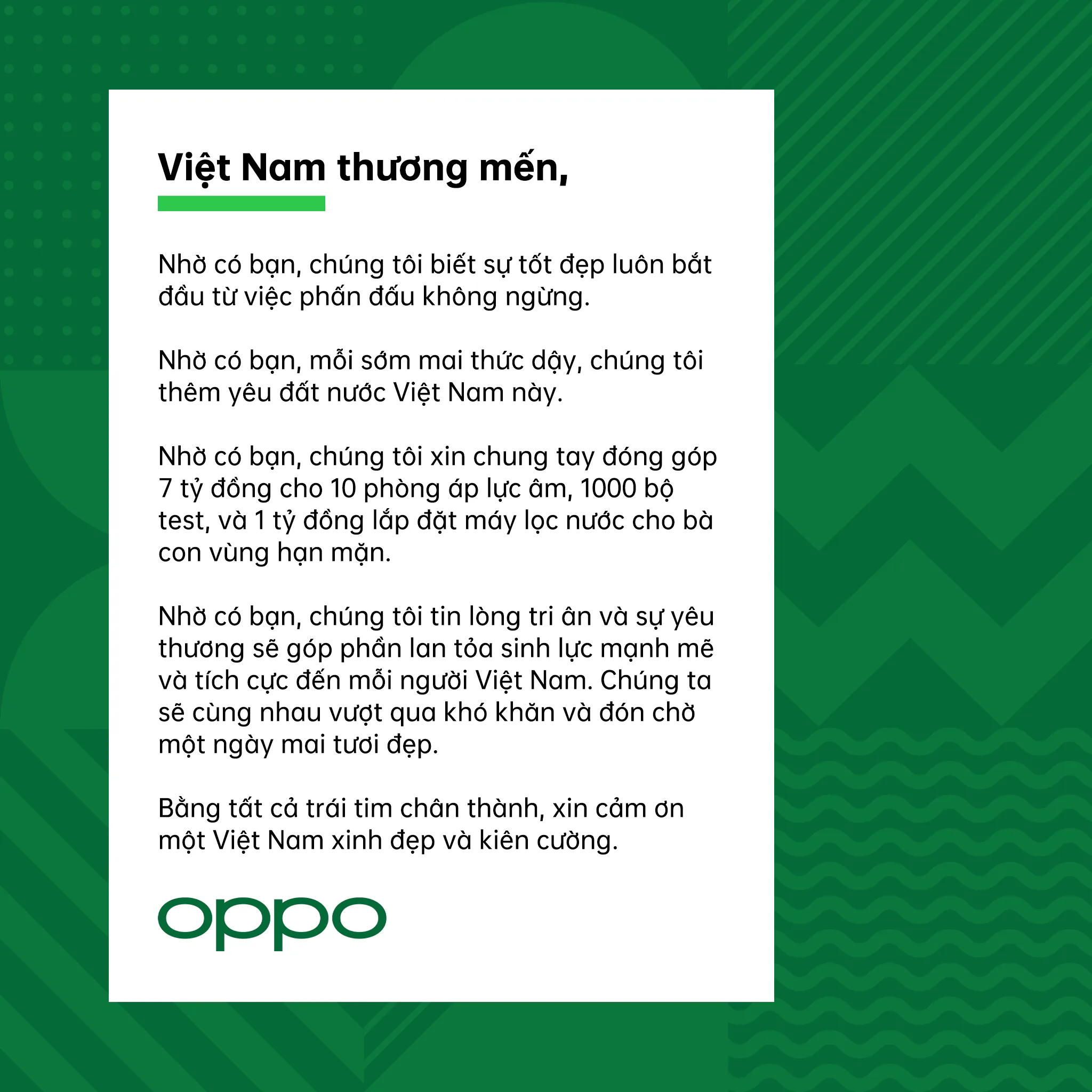 OPPO chung tay đóng góp 7 tỷ đồng cho Việt Nam chống dịch COVID-19 và 1 tỷ đồng ủng hộ bà con vùng hạn mặn