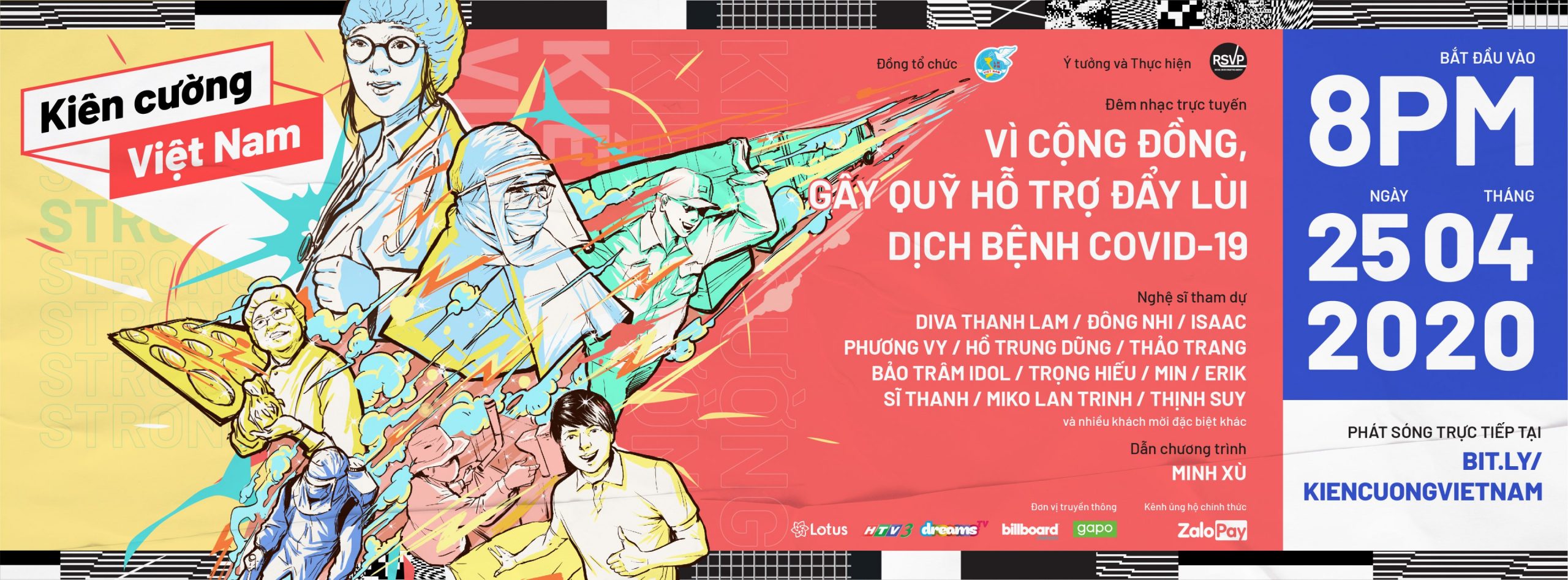 Gần 20 nghệ sĩ, ca sĩ hàng đầu Việt Nam tham gia đêm nhạc trực tuyến “Kiên Cường Việt Nam”