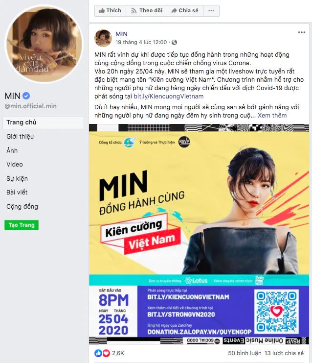 Gần 20 nghệ sĩ, ca sĩ hàng đầu Việt Nam tham gia đêm nhạc trực tuyến “Kiên Cường Việt Nam”