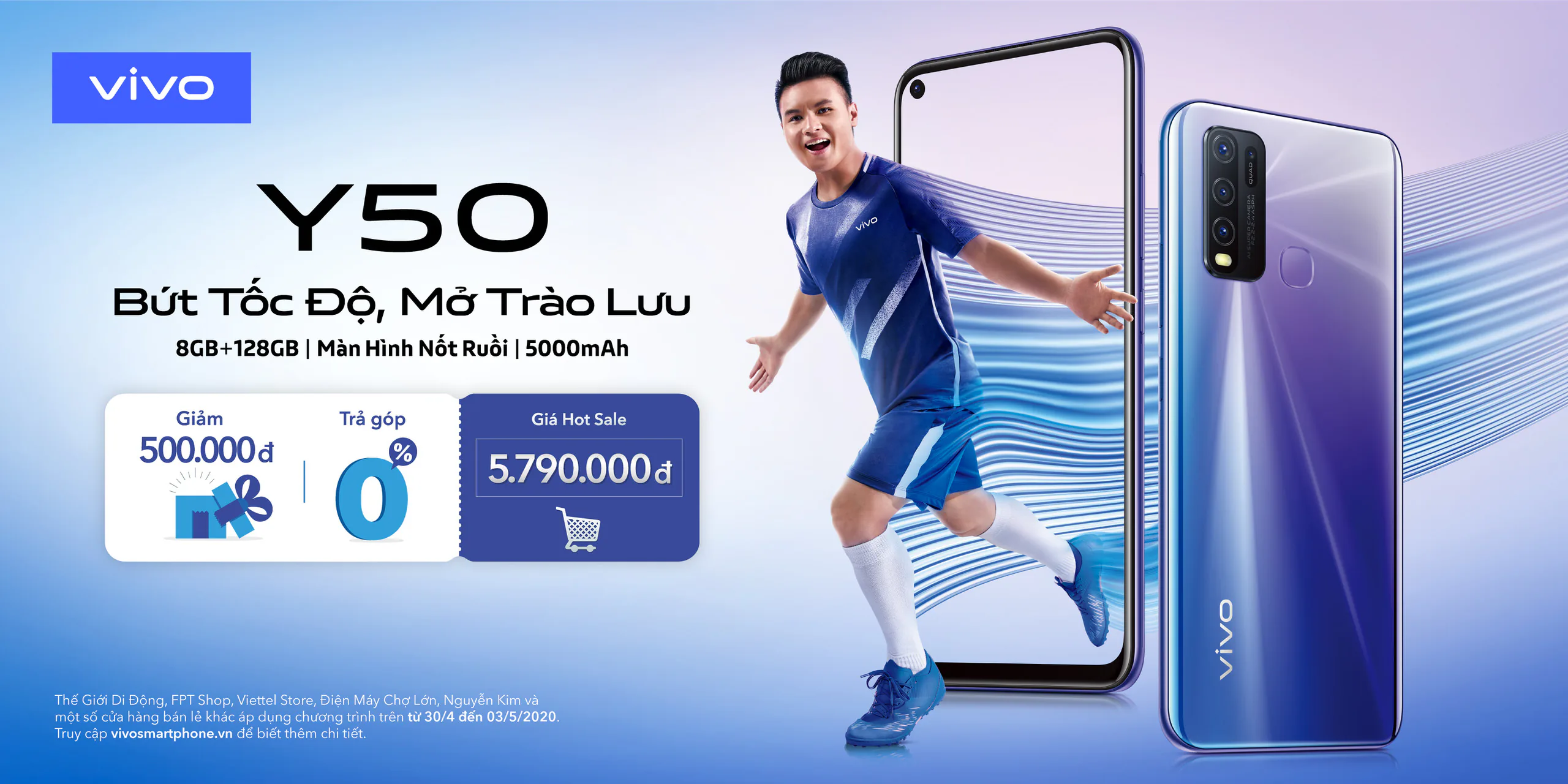 vivo Y50 ra mắt với màn hình nốt ruồi, pin khủng, giá 6,290,000 VND