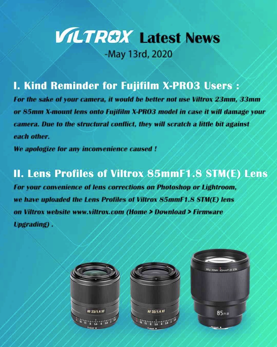 Viltrox cảnh báo một số ống kính X-Mount một tiêu cự của mình có thể gây hư hại thân máy ảnh X-Pro3 từ Fujifilm