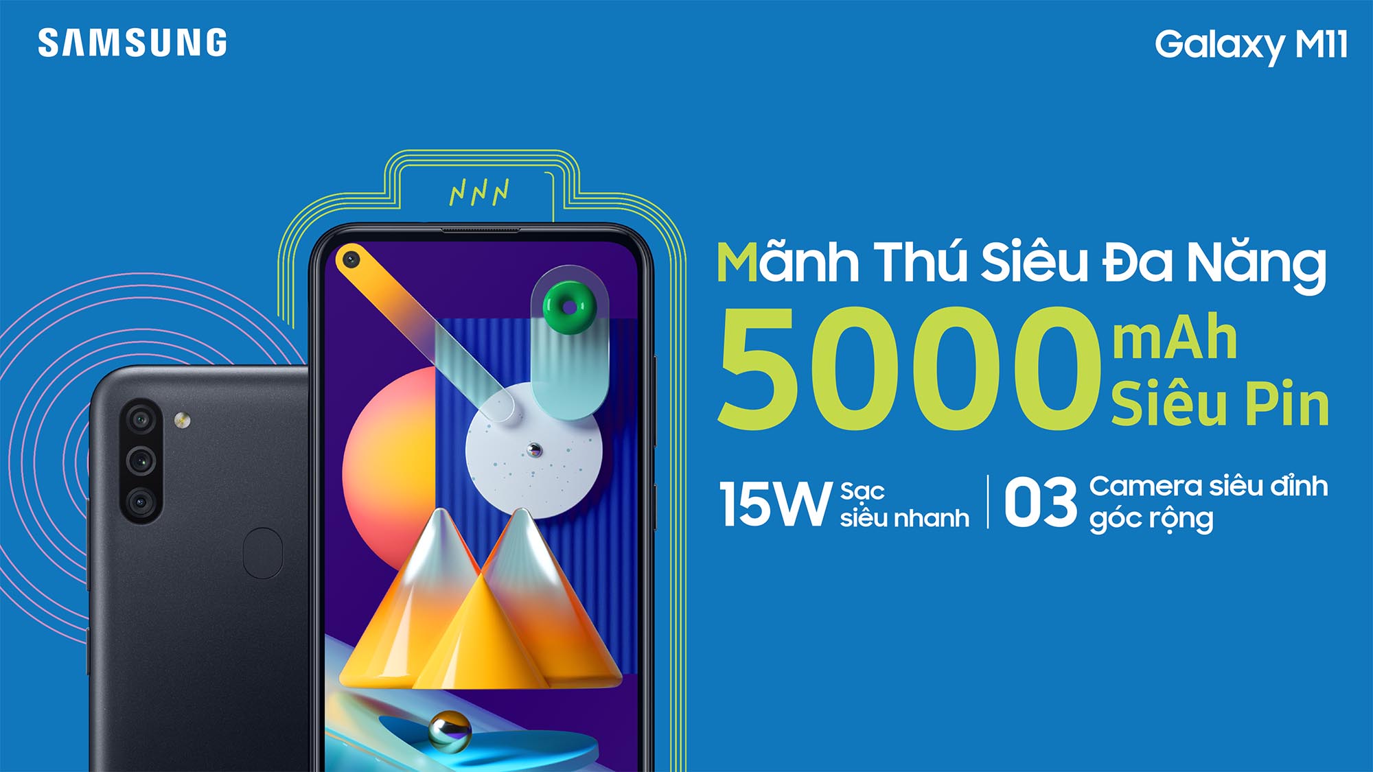 Samsung ra mắt Galaxy M11 tại Việt Nam: Pin khủng, 3 camera, giá 3,690,000 VND