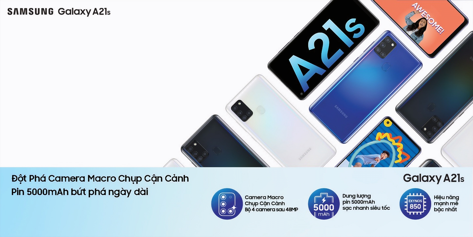 Samsung giới thiệu Galaxy A21s tại Việt Nam, 4 camera sau, pin khủng, giá từ 4,690,000 VND