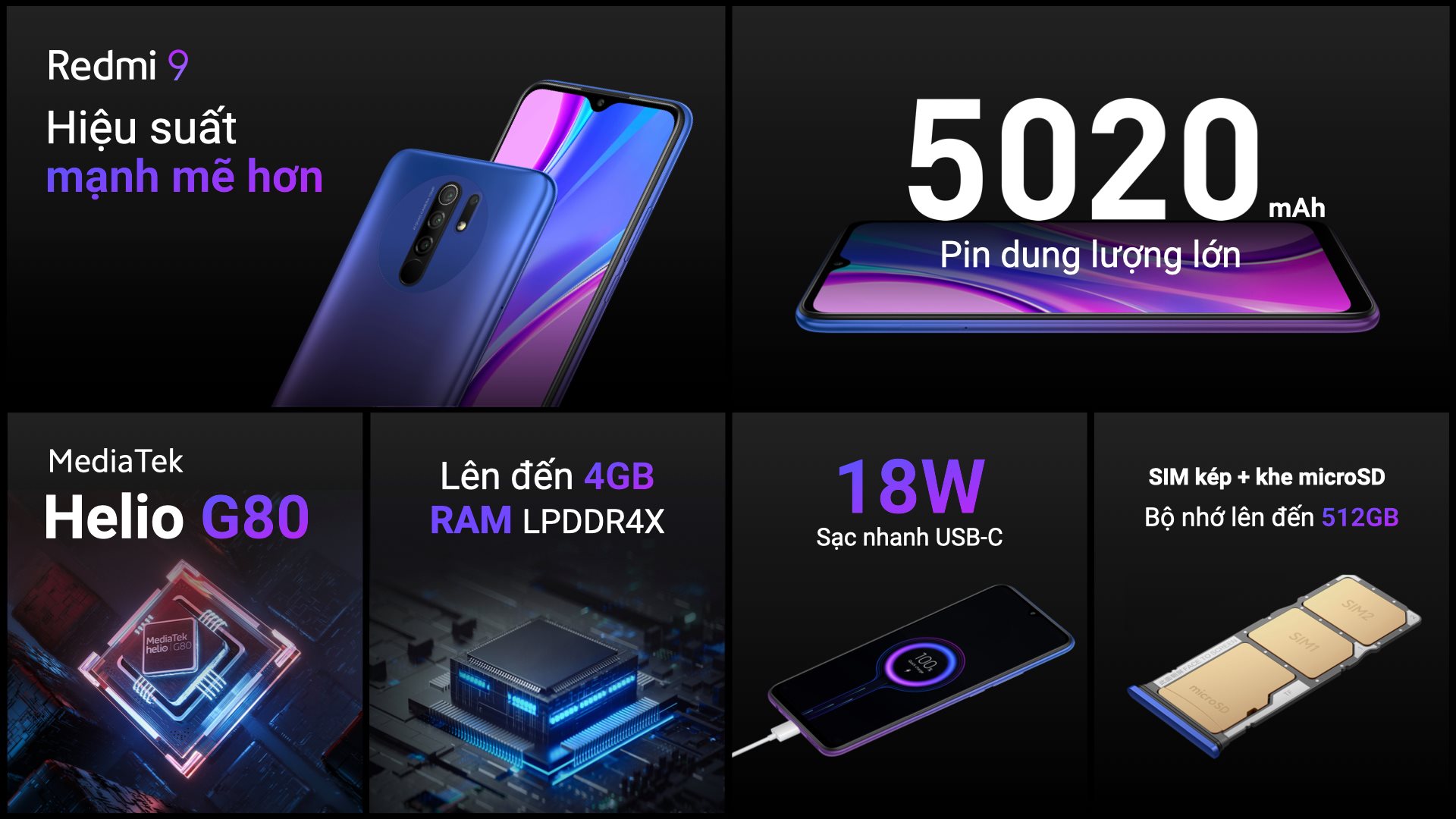 Xiaomi Redmi 9 ra mắt, "bom tấn" cho phân khúc phổ thông, giá từ 3,590,000 VND