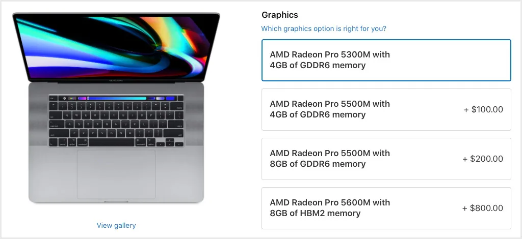 Apple tung tuỳ chọn cấu hình GPU mới mạnh hơn cho MacBook Pro 16-inch