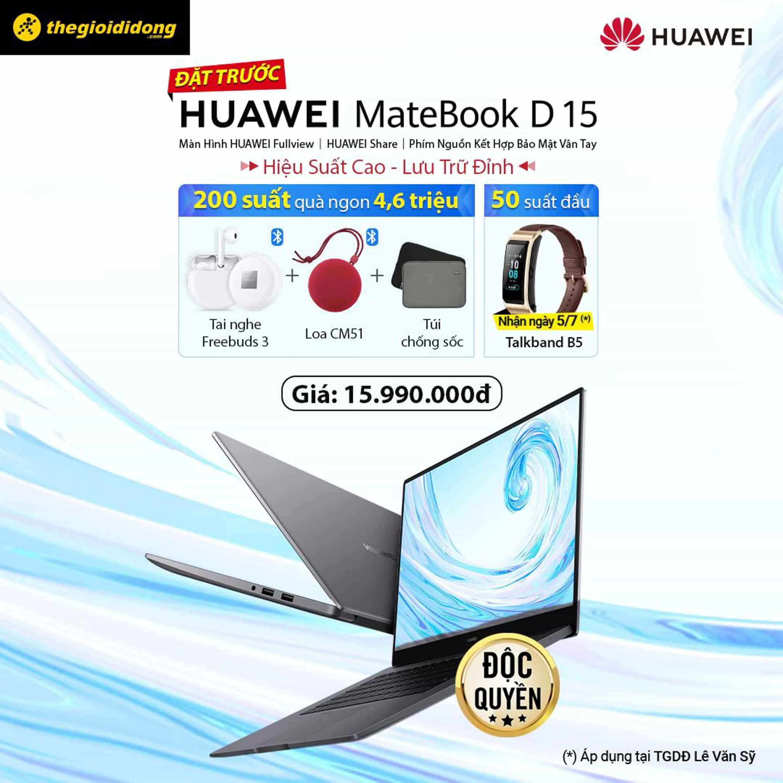 Huawei ra mắt laptop MateBook D 15 với màn hình tràn viền, khoá vân tay, giá 15,990,000 VND
