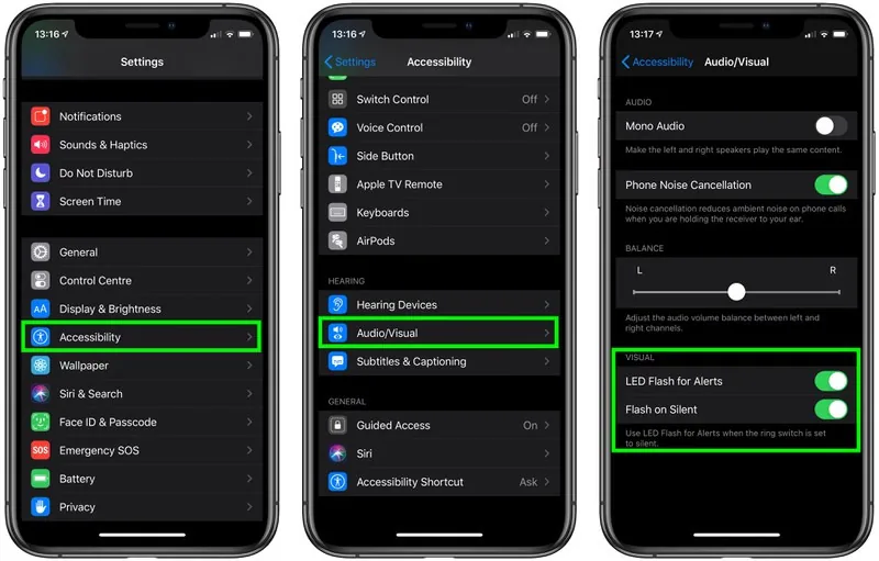 Cách bật đèn Flash LED khi có thông báo trên iPhone và iPad