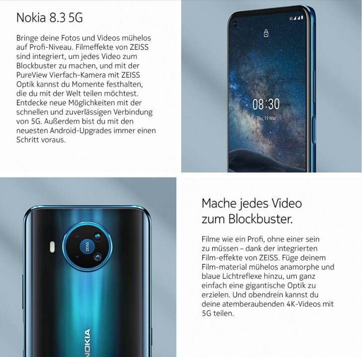 Nokia 8.3 5G xuất hiện trên Amazon Đức và có thể sẽ sớm được mở bán