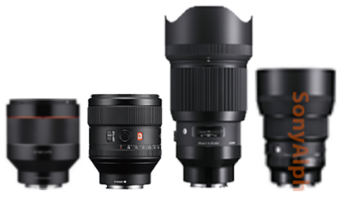 So sánh kích thước ống kính Sigma 85mm f/1.4 FE mới với các ống kính 85mm khác