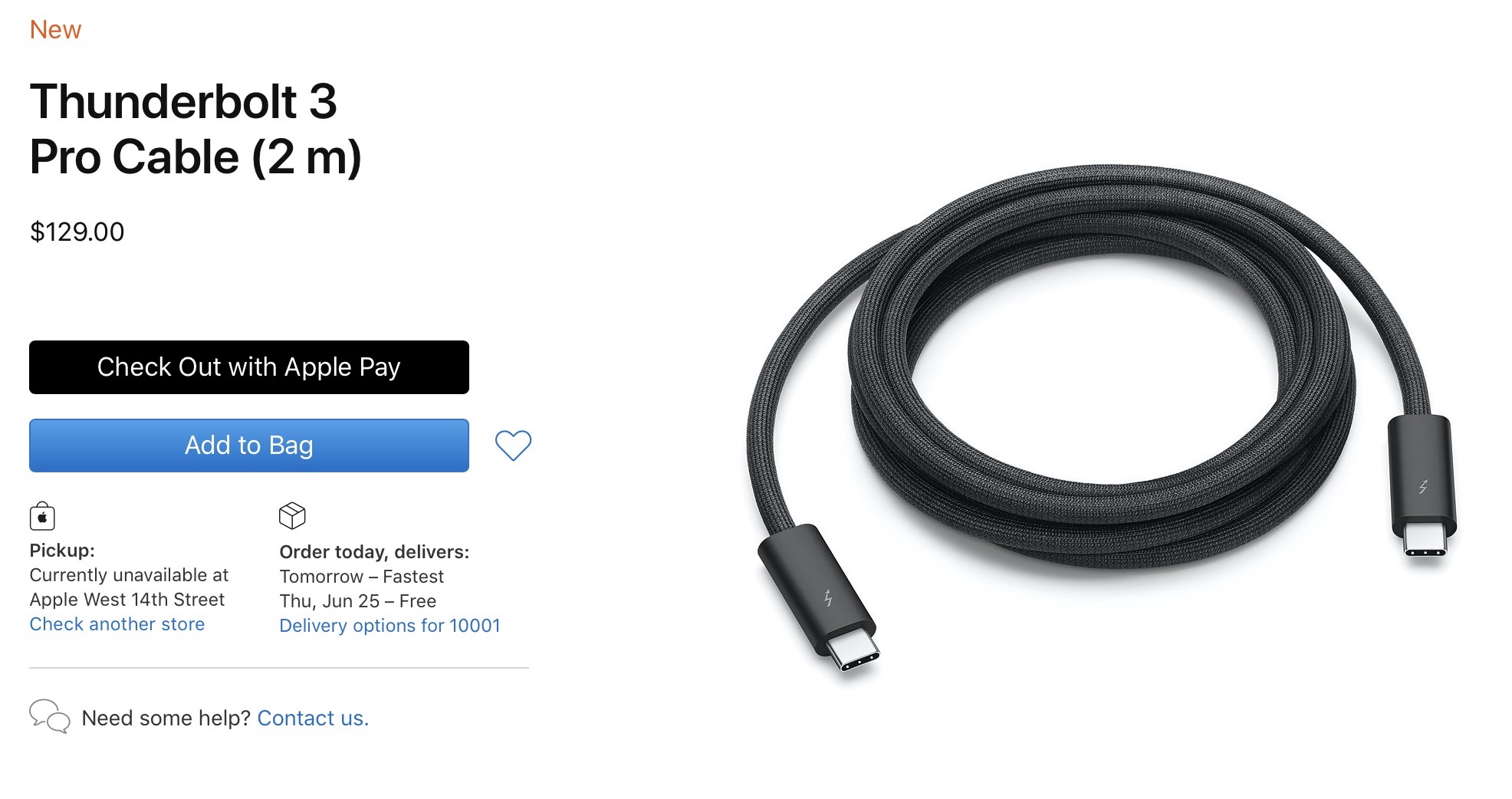Apple mở bán dây cáp bện Thunderbolt 3 Pro Cable với giá chỉ 129 USD