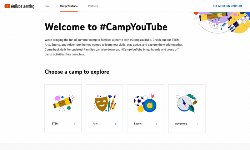 Camp YouTube – Trại hè trực tuyến cho trẻ học tiếng Anh và phát triển toàn diện