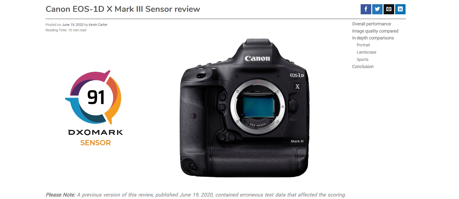 DXOMark thừa nhận là đã có sai sót trong bài đánh giá Canon 1D X Mark III