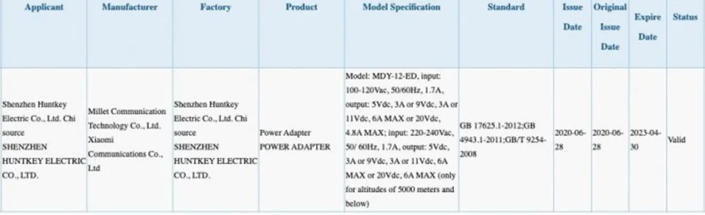 Sạc 120W của Xiaomi vừa mới đây đã được chứng thực