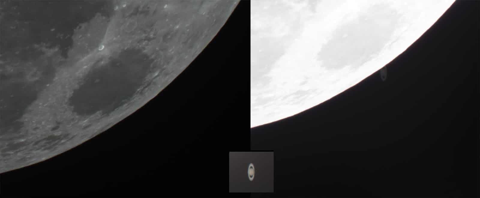 Bức ảnh chụp Sao Thổ lâp ló đằng sau Mặt Trăng thú vị