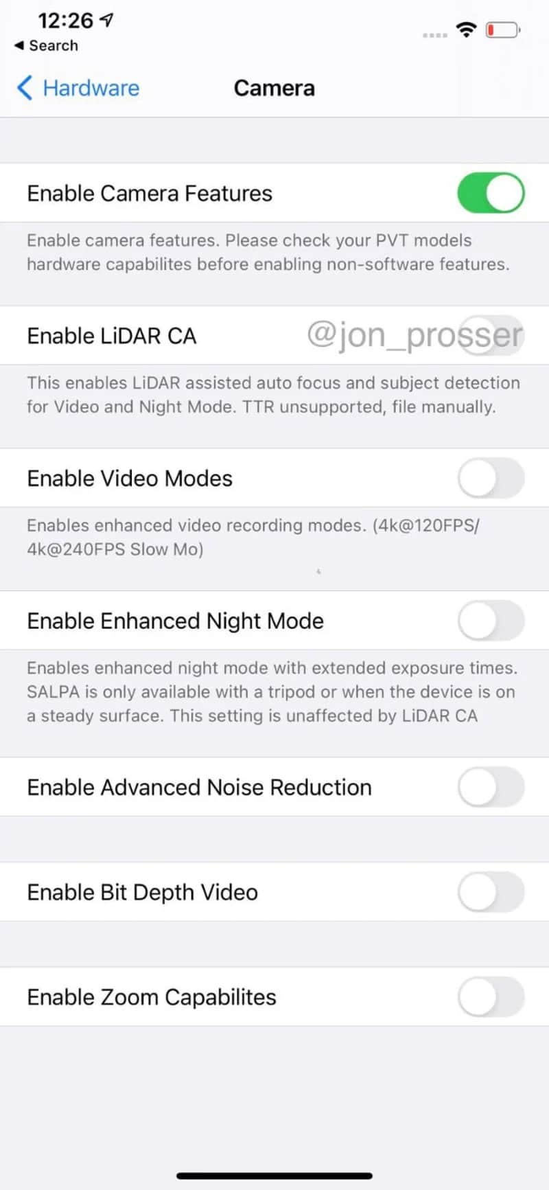 Lộ diện ảnh chụp màn hình cho thấy iPhone 12 Pro Max có màn hình 120Hz, tính năng về cảm biến LiDAR