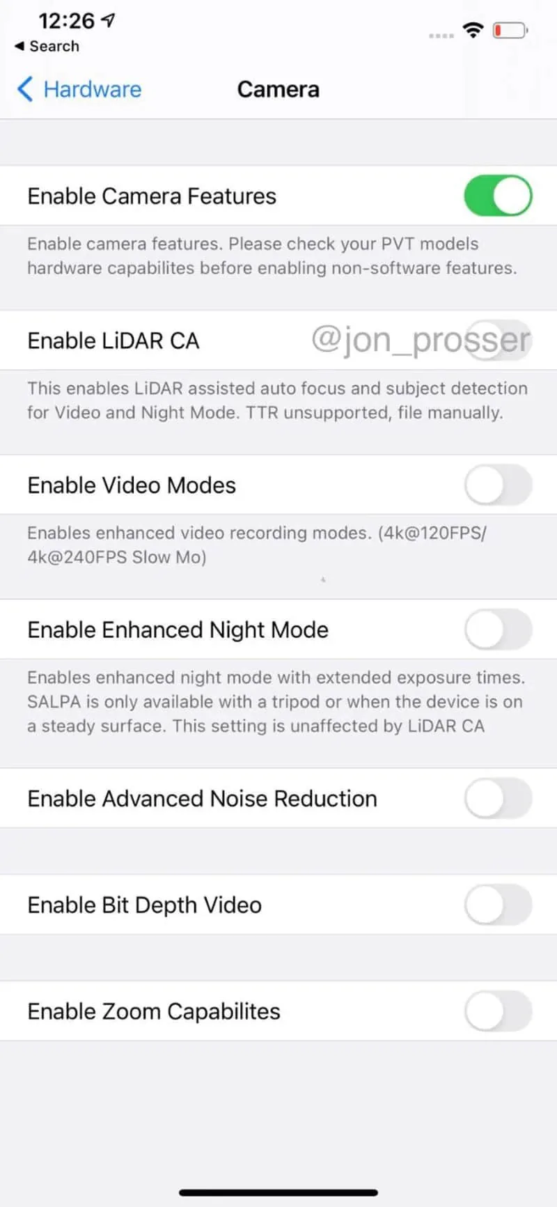 Lộ diện ảnh chụp màn hình cho thấy iPhone 12 Pro Max có màn hình 120Hz, tính năng về cảm biến LiDAR