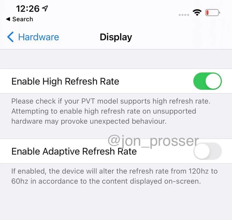 Lộ diện ảnh chụp màn hình cho thấy iPhone 12 Pro Max có màn hình 120Hz, tính năng về cảm biến LiDAR