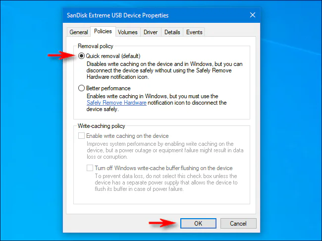 Cách để không cần phải thực hiện thao tác "Safely Remove" khi tháo USB ra trên Windows 10