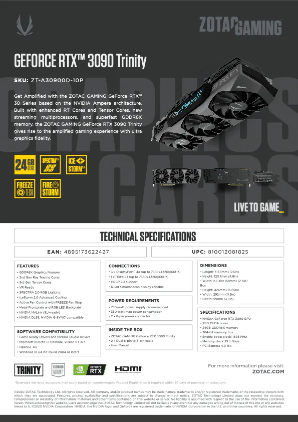 ZOTAC GAMING GeForce RTX 30 Series ra mắt, sử dụng các vi xử lý đồ họa dựa trên kiến trúc Ampere của NVIDIA