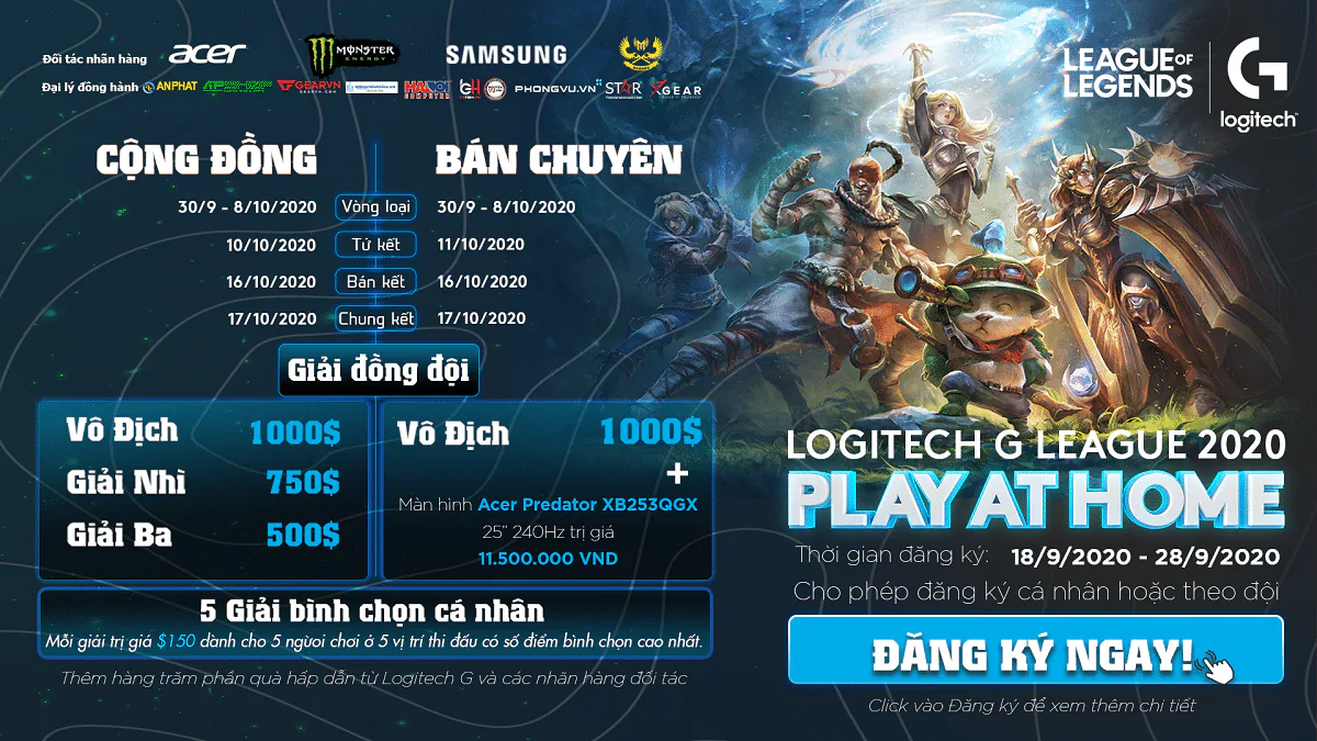 Logitech G công bố giải đấu LOL: Logitech G League 2020 - Play At Home
