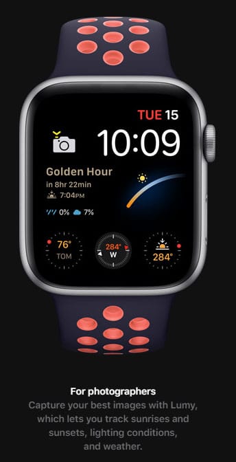 Apple Watch Series 6 mới sẽ có khả năng thông báo Golden Hour cho nhiếp ảnh gia