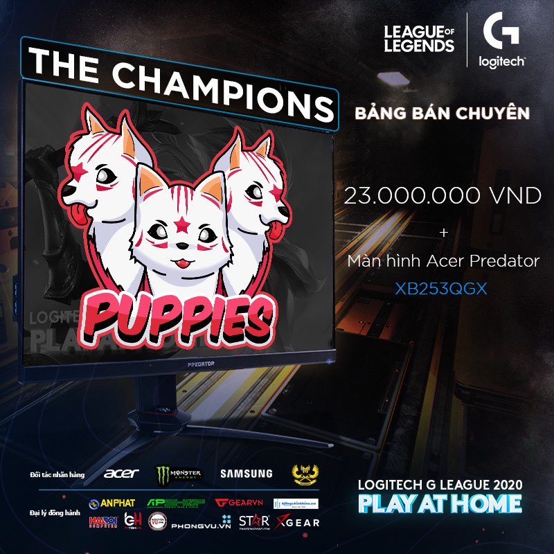 Puppies Esports cùng We Are Impostors giành chức vô địch trị giá 23,000,000 VND tại giải đấu Logitech G League Play at home