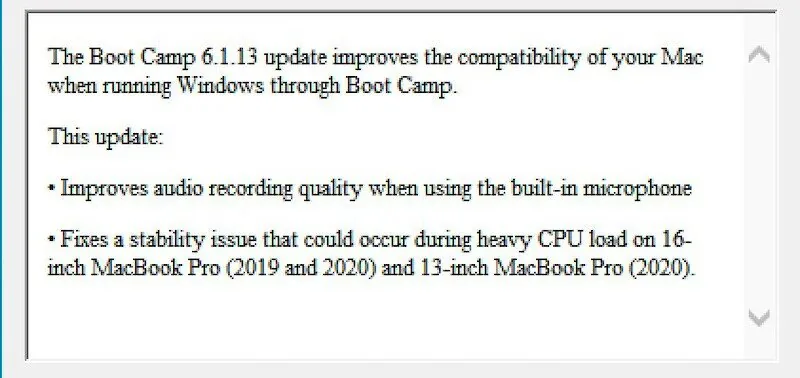 Phát hiện MacBook Pro 16-inch 2020 mới chưa được đăng ký trong cập nhật Boot Camp