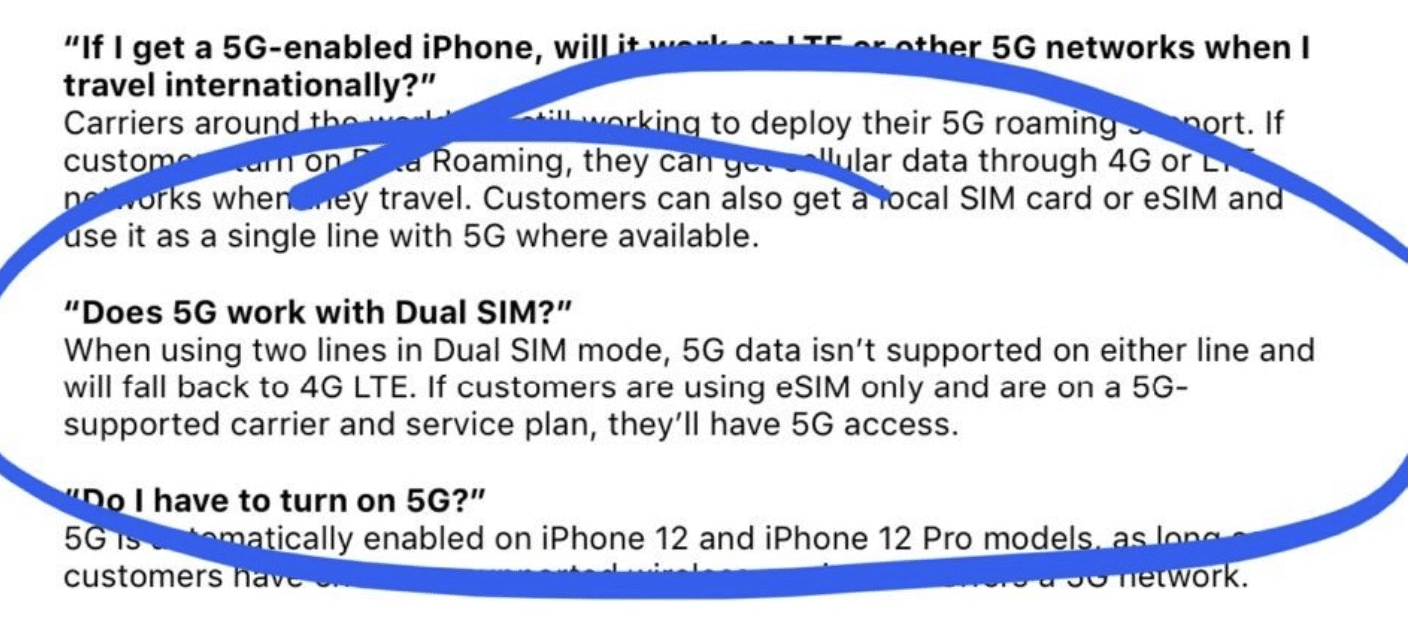 Các mẫu iPhone 12 chạy ở chế độ Dual SIM có thể không sử dụng được mạng 5G