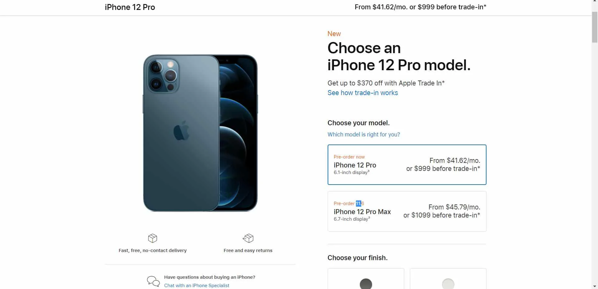 Apple đã cho phép đặt trước iPhone 12 và iPhone 12 Pro, nhưng tận tháng 11 mới giao đi