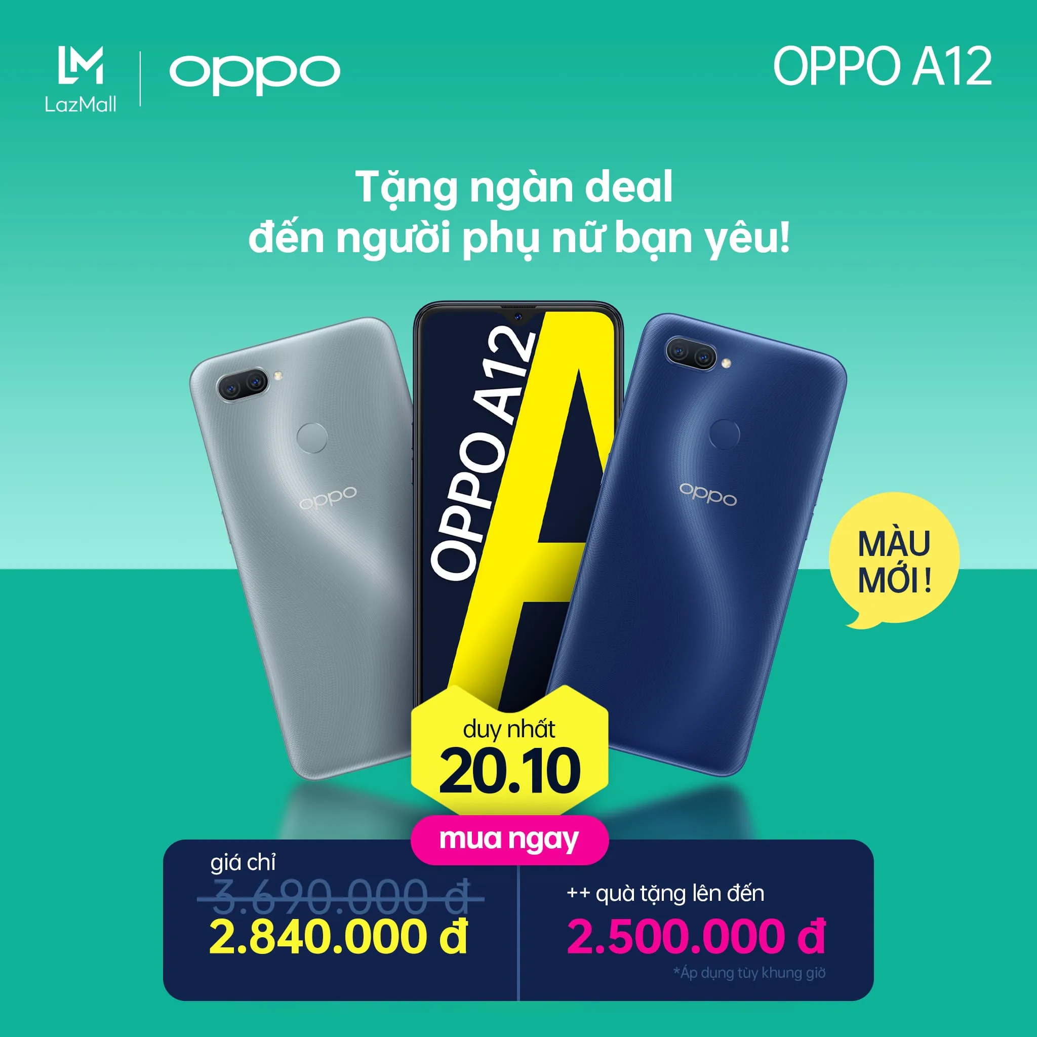OPPO A12 ra mắt màu mới, độc quyền Lazada: Tặng ngàn deal, đến người phụ nữ bạn yêu