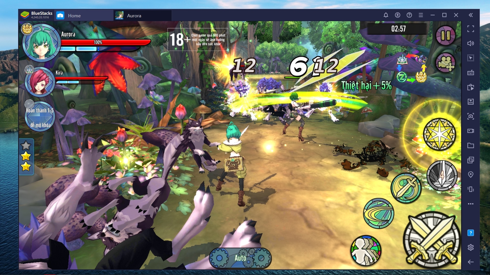 Aurora - Vùng Đất Huyền Thoại, tựa game mobile RPG chặt chém cực đã khi chơi trên phần mềm BlueStacks