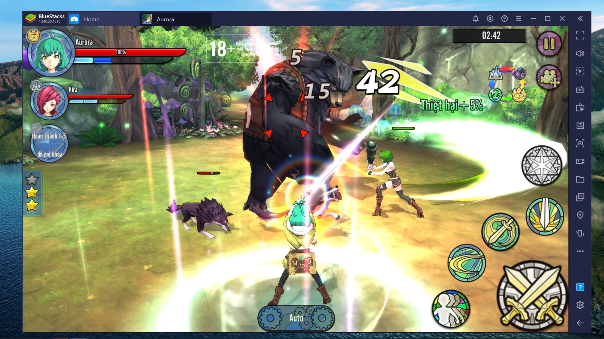 Aurora - Vùng Đất Huyền Thoại, tựa game mobile RPG chặt chém cực đã khi chơi trên phần mềm BlueStacks