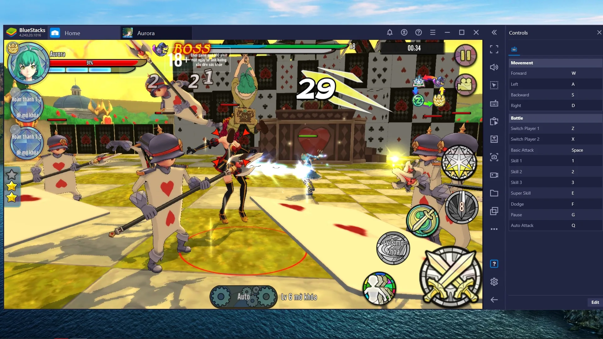 Aurora - Vùng Đất Huyền Thoại, tựa game mobile RPG chặt chém cực đã khi chơi trên phần mềm BlueStacks