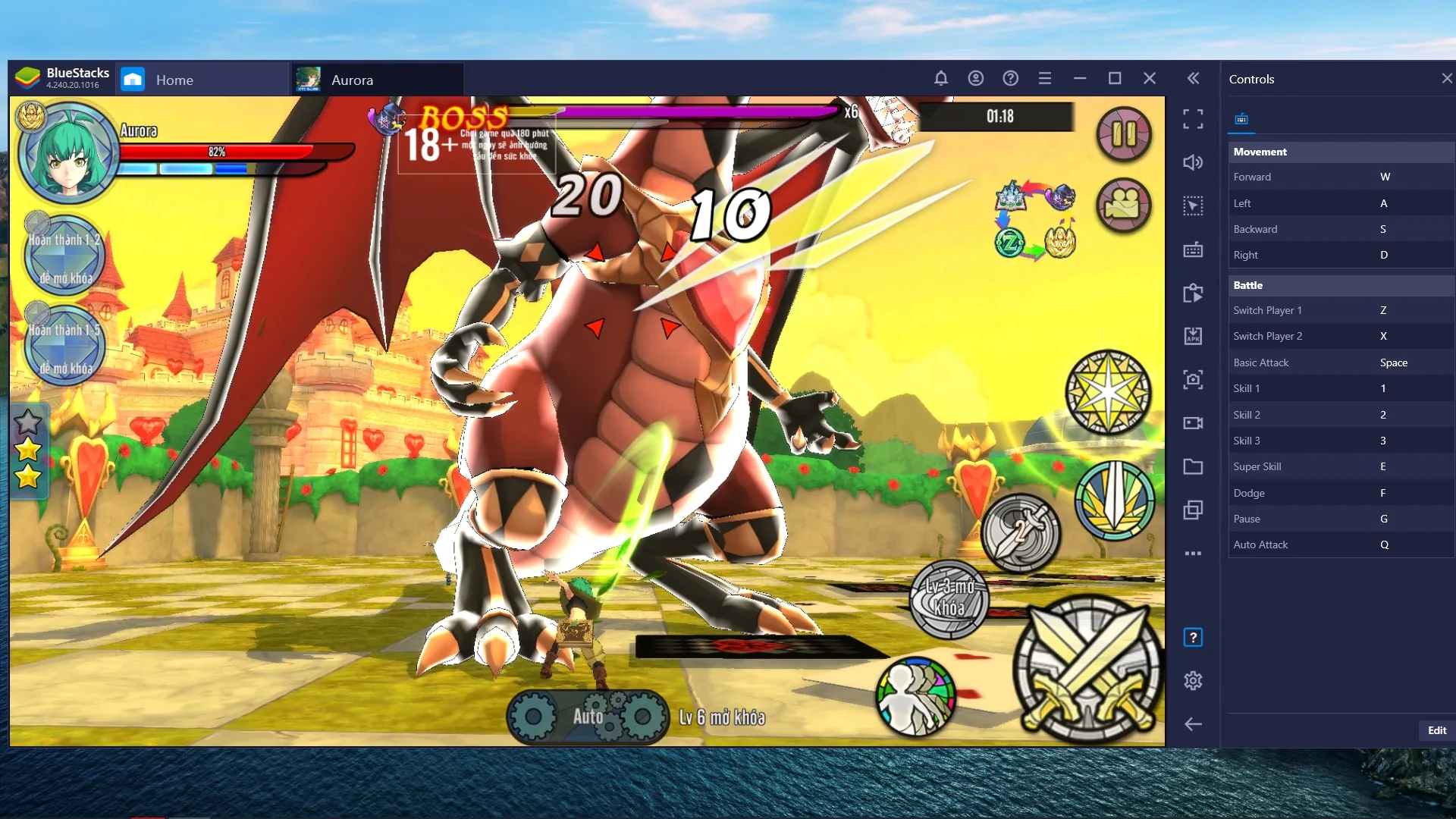 Aurora - Vùng Đất Huyền Thoại, tựa game mobile RPG chặt chém cực đã khi chơi trên phần mềm BlueStacks