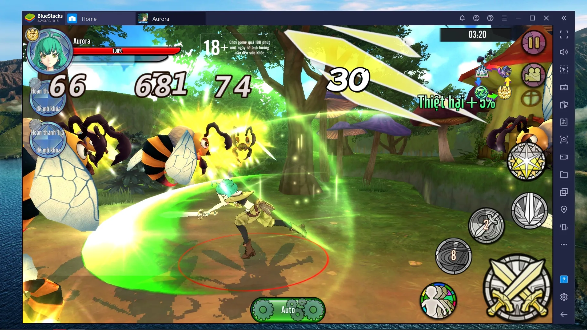 Aurora - Vùng Đất Huyền Thoại, tựa game mobile RPG chặt chém cực đã khi chơi trên phần mềm BlueStacks