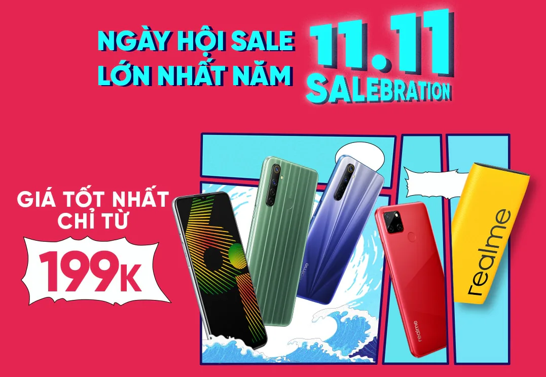 Săn deal sốc của Realme tại Lazada, Tiki, Shopee ngày 11.11
