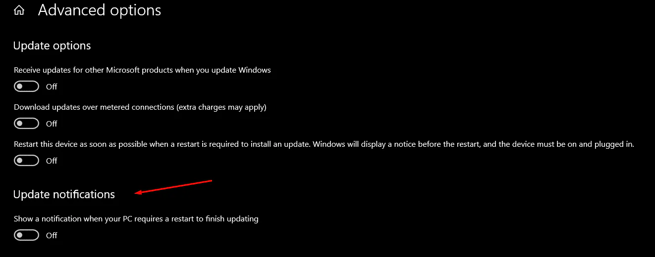 tắt thông báo khởi động lại Windows 10