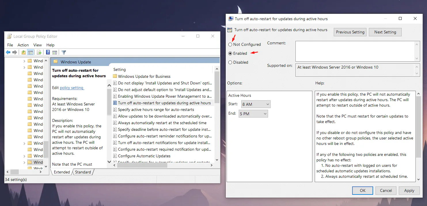 tắt thông báo khởi động lại Windows 10