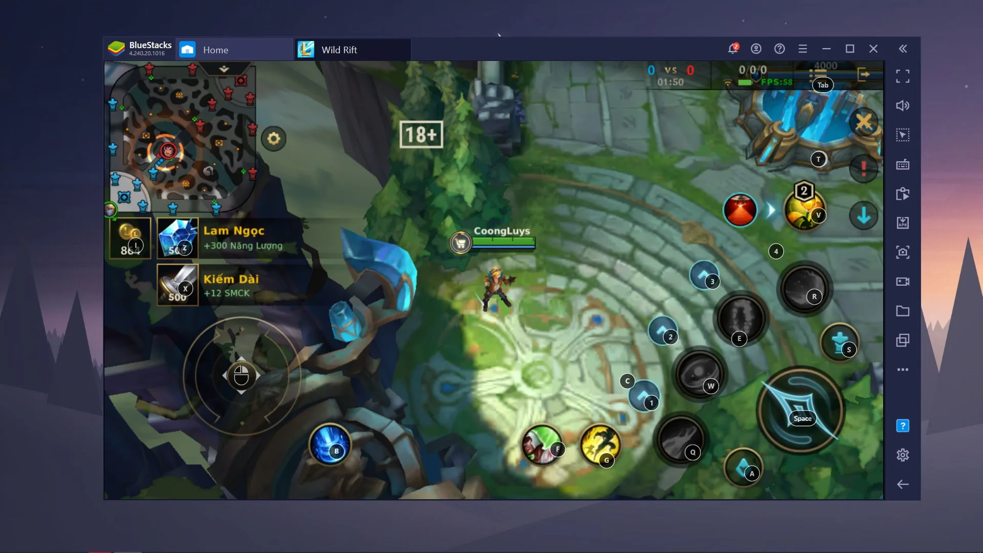 Cách thiết lập bàn phím chơi game Tốc Chiến trên BlueStacks