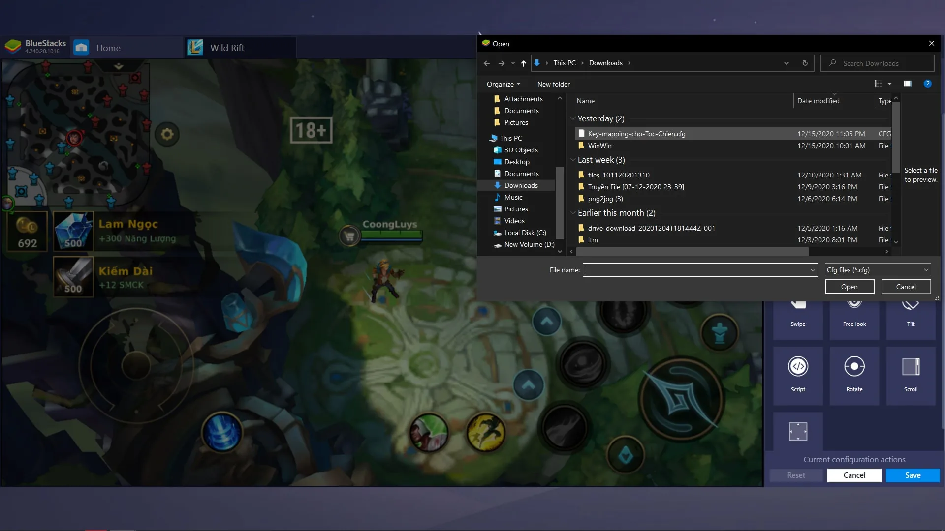 Cách thiết lập bàn phím chơi game Tốc Chiến trên BlueStacks