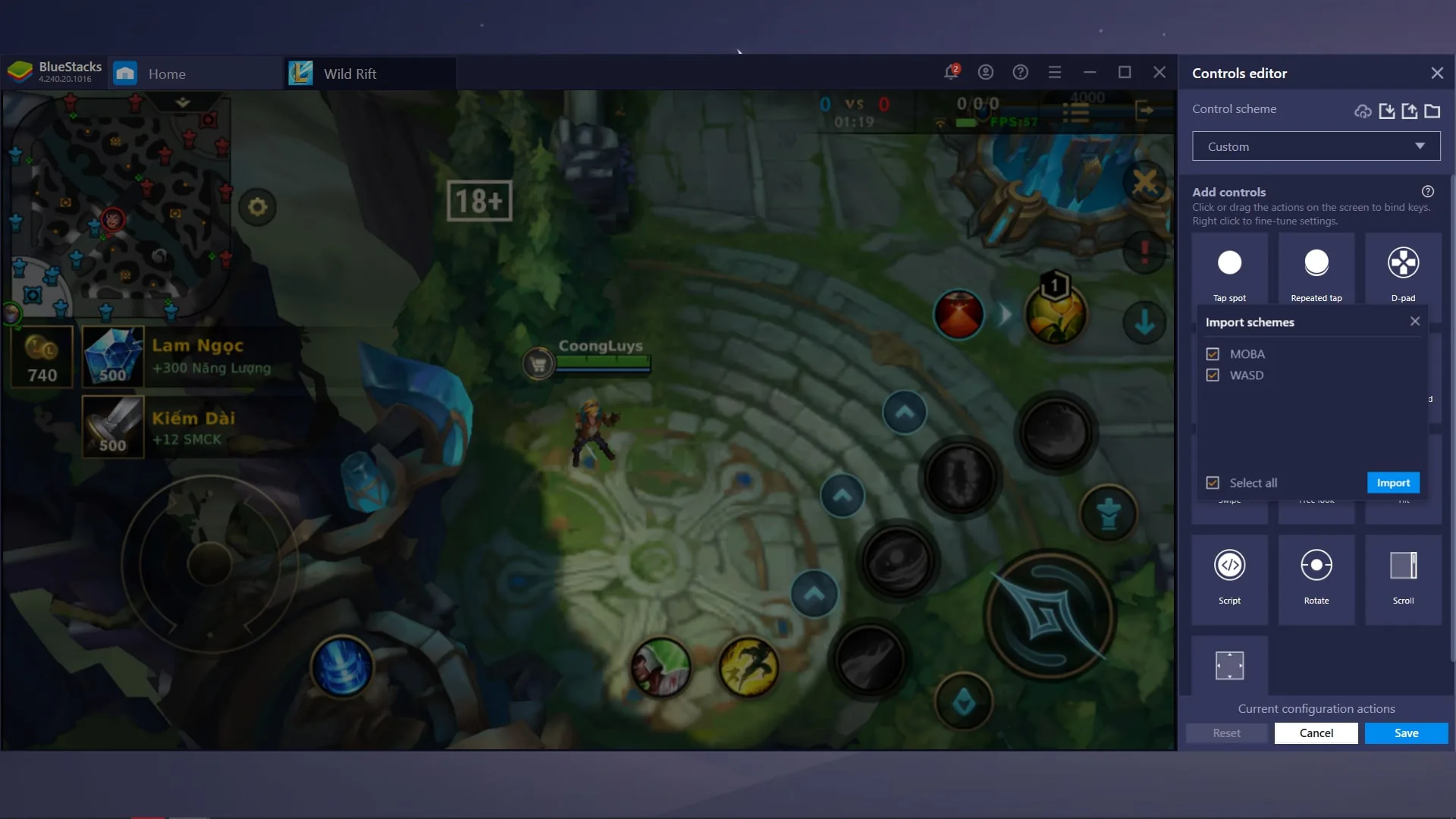 Cách thiết lập bàn phím chơi game Tốc Chiến trên BlueStacks