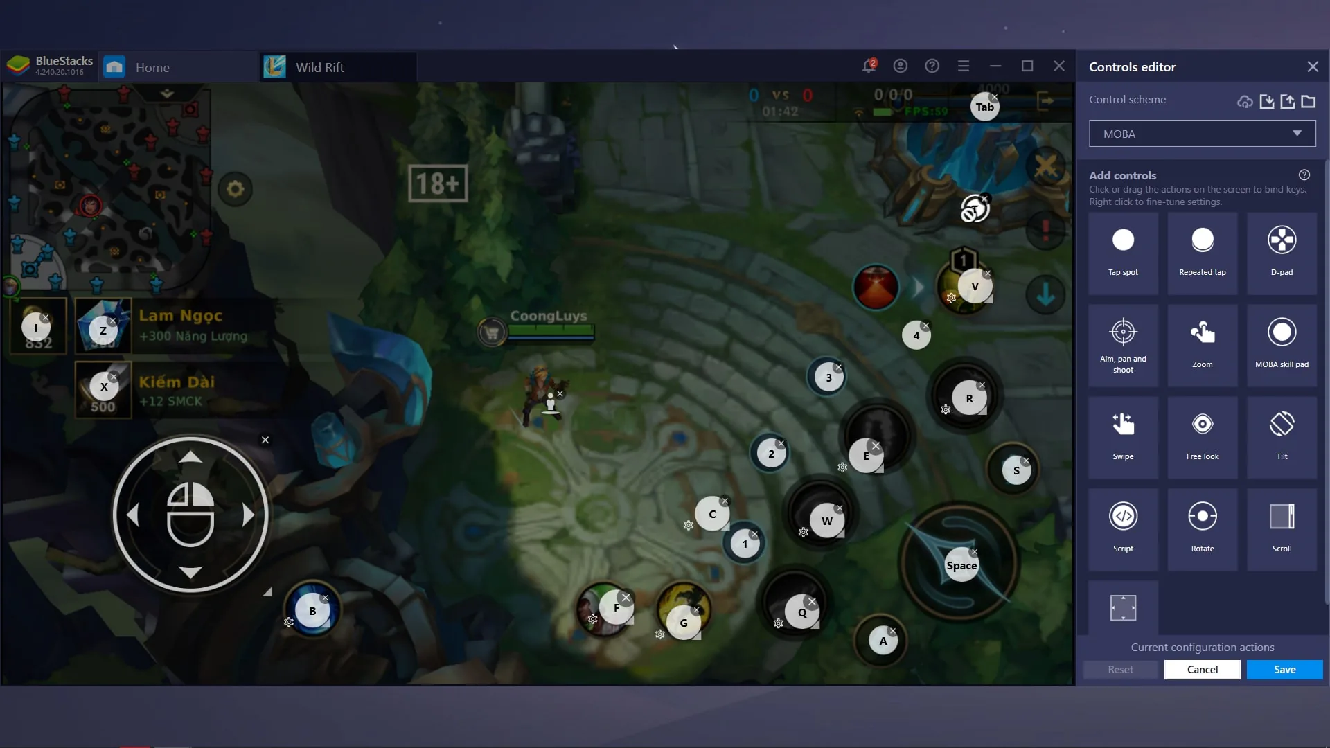 Cách thiết lập bàn phím chơi game Tốc Chiến trên BlueStacks