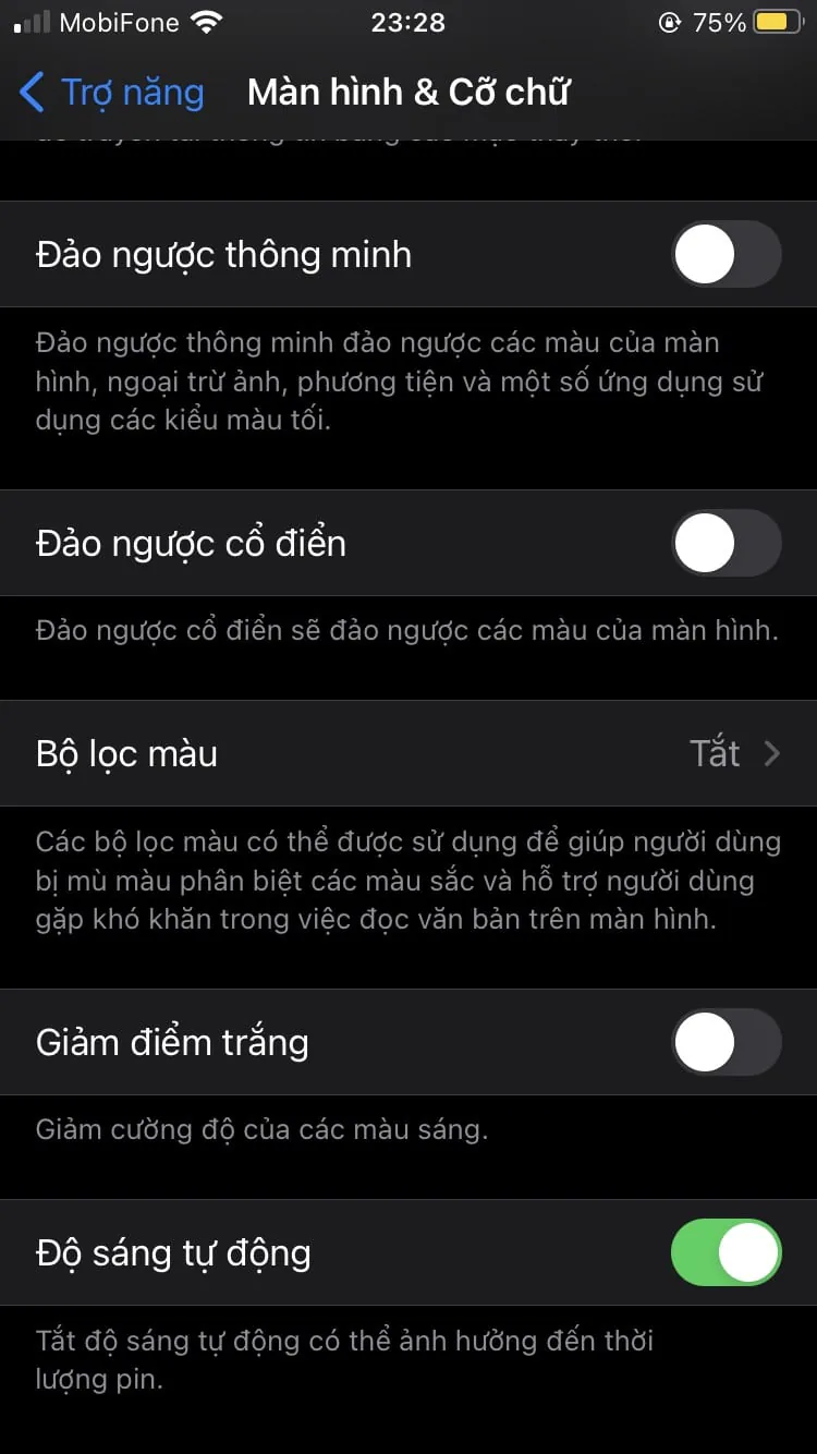 Hướng dẫn tắt tính năng tự động điều chỉnh độ sáng trên iPhone