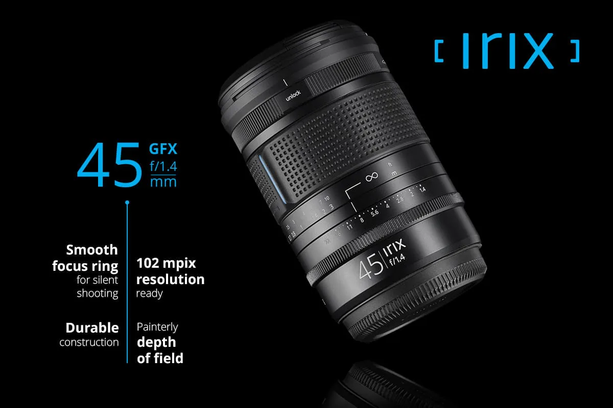 Irix ra mắt ống kính 45mm F1.4 Dragonfly dành cho máy ảnh Fujifilm GFX